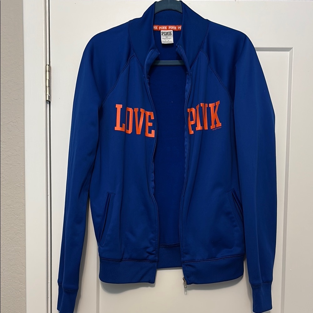 PINK Victoria's Secret Blue and Orange Bomber Jacket